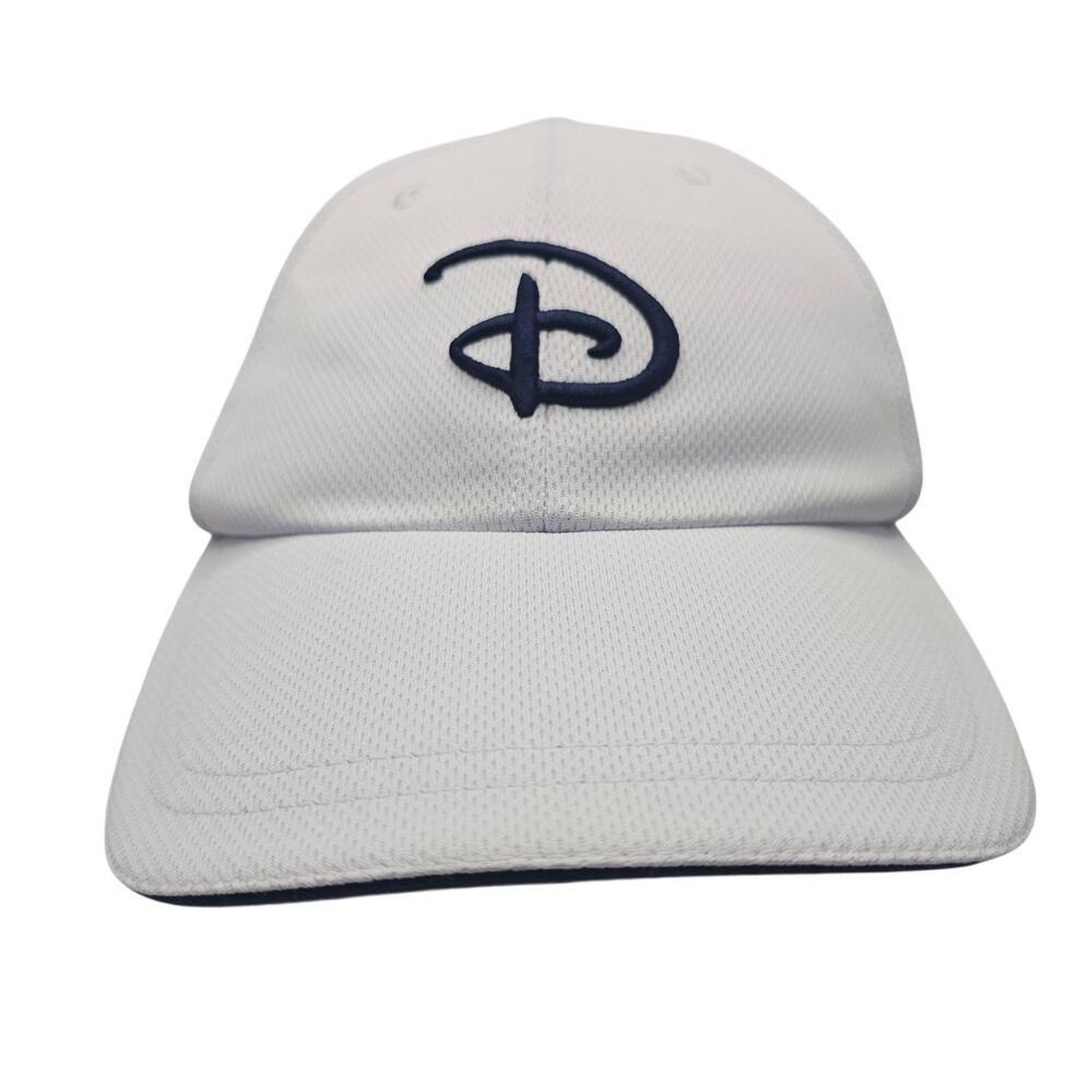 Disney Parks White Mesh Adult Adjustable Cap with Navy Embroidered 'D' Logo